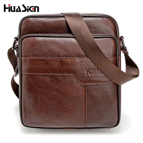 Huasign Genuine Leather Men Messenger Bags Designer High Quality