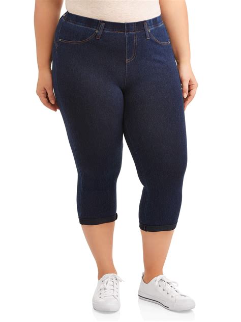 Terra Sky Women S Plus Size Pull On Denim Capri Jeggings Walmart