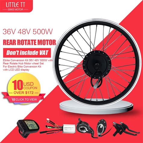 Kit De Conversão Ebike 36v 500w Roda Do Motor Cubo Rotação Traseira