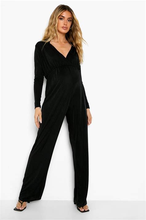 Womens Maternity Collared Wide Leg Jumpsuit Boohoo Uk