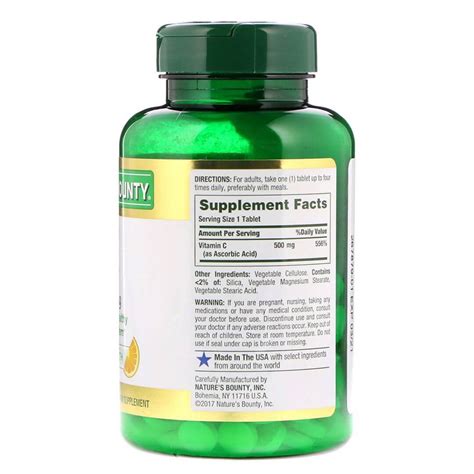 Natures Bounty Vitamin C 500 Mg 250 Tablets Zone Nutrition