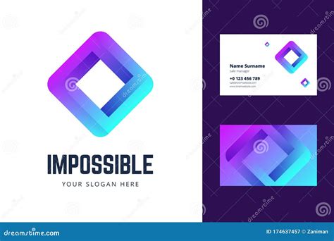 Logo and Business Card Template with an Impossible Square Sign. Stock Vector - Illustration of ...