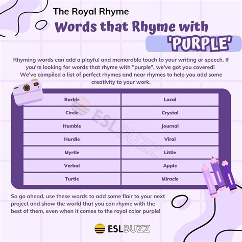 Words that Rhyme with Purple to Master Colorful Rhyming - ESLBUZZ