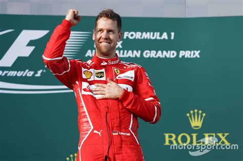 Sebastian Vettel Ferrari 1st Position Celebrates Victory On The