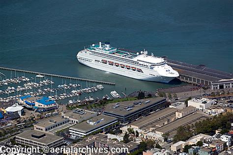 Aerial Photograph Cruise Ship Fishermans Wharf San Francisco