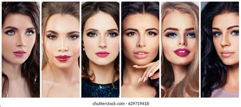 Beauty Collage Faces Women Fashion Photo Stock Photo 413974687