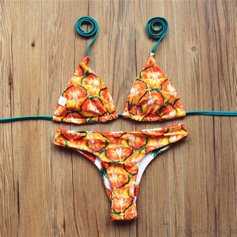 Halter Pineapple Print Multifunction Bikini Unique Swimsuit Bathing