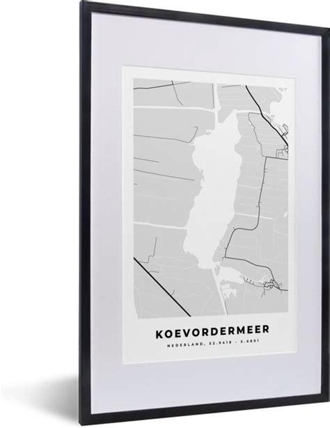 Fotolijst Incl Poster Kaart Koevordermeer Stadskaart Nederland