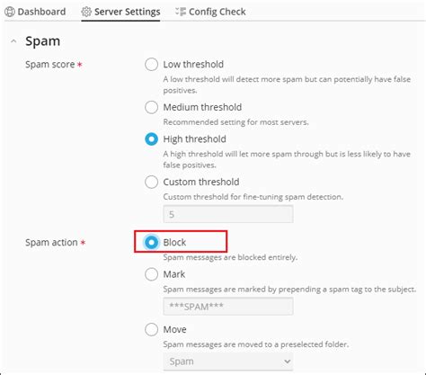 The Spam Messages Are Not Blocked When The Plesk Email Security