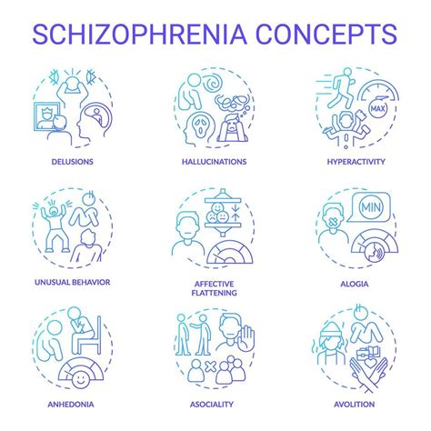 Schizophrenia Disorder Blue Gradient Concept Icons Icon Pack Vector Images Round Shape