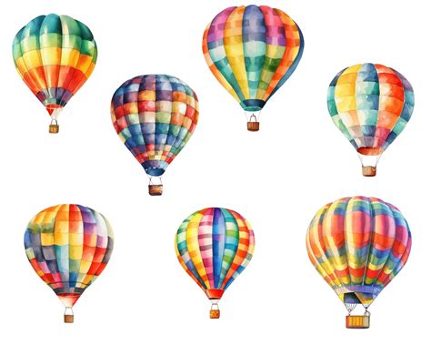 Watercolor Hot Air Balloon Clipart Hot Air Balloon Png Balloon Clipart Set Watercolor Clipart