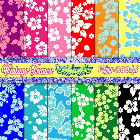 Luau Hawaii Digital Paper Pcs Dpi Seamless Pattern Etsy