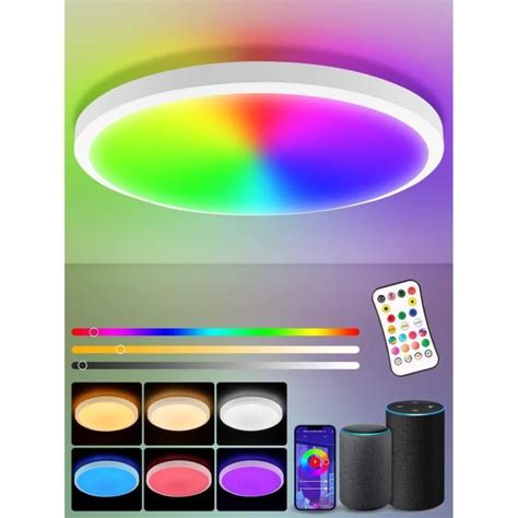 Plafonnier Led Rgb Dimmable W Ronde Lampe De Plafond Avec