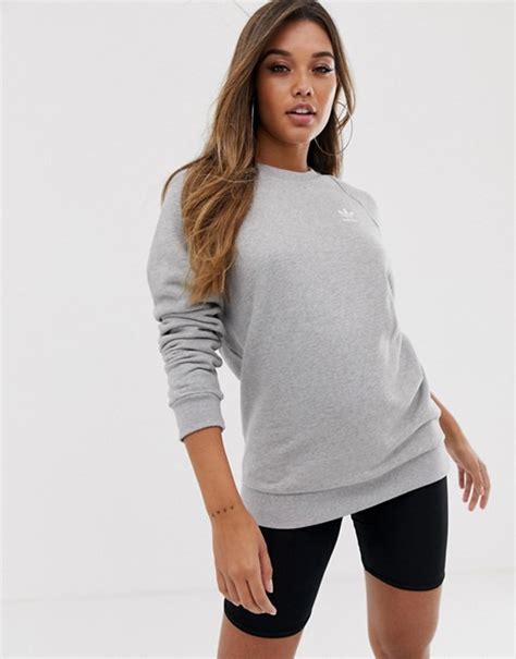 Adidas Originals Essential Crew Neck Sweat In Grey Asos