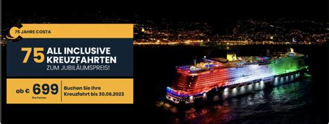 Costa Kreuzfahrten feiert 75 Jahre - mit Sonderpreisen ab 549 Euro ...