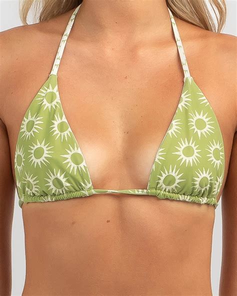 Shop Billabong Follow The Sun Rev Remi Triangle Bikini Top In Green