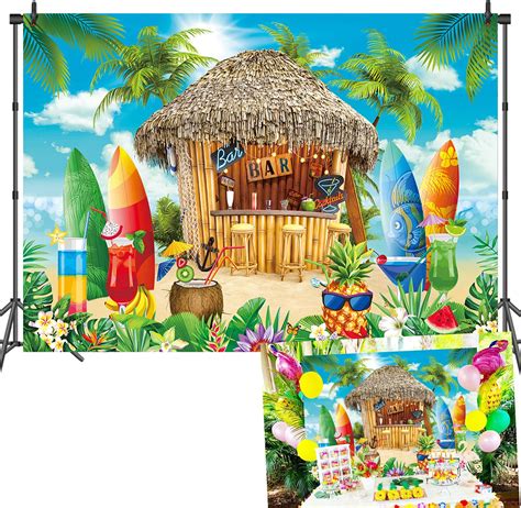 Msocio 7x5ft Polyester Summer Tiki Bar Backdrop Hawaii