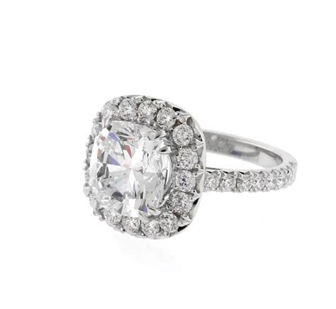 3.05 Carat Cushion Cut Diamond Ring in Halo setting | Pampillonia ...