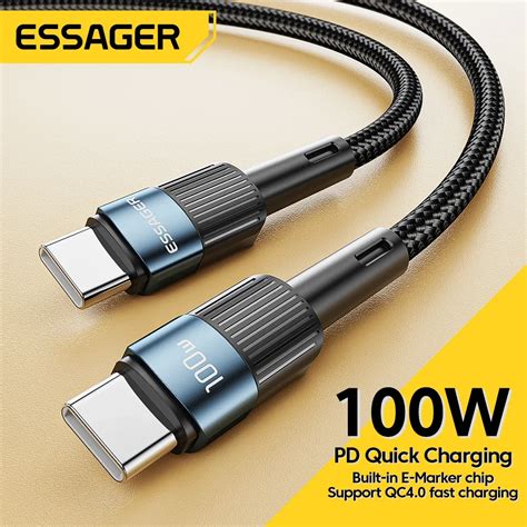 Essager 100W USB Tip C USB C Kablosu USB C PD H Zl Arj Arj Tel Png