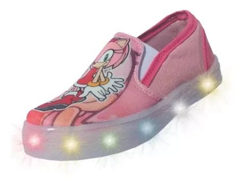 Tenis Slip On Infantil Luz Led Tema Amy Rose 18 21 5 Rosa Envío gratis