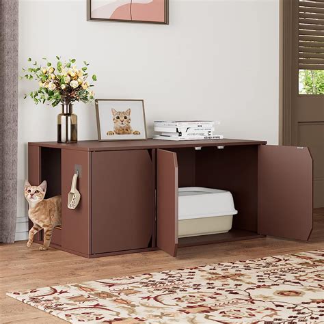 Lovinouse Cat Litter Box Enclosure Furniture Stackable Hidden Cat Litter Boxes Cabinet With