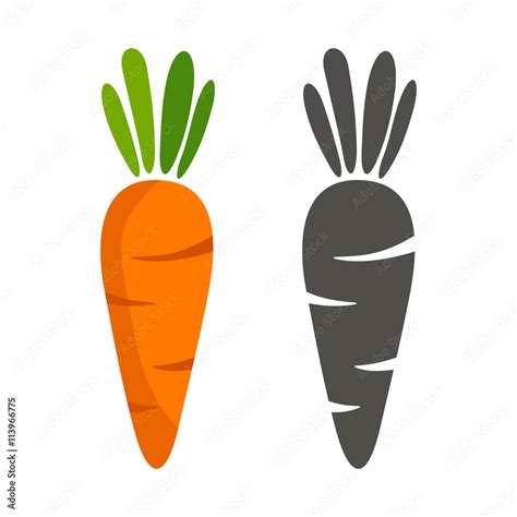 Silhouette Of Carrots And Black Color On A White Background Stock