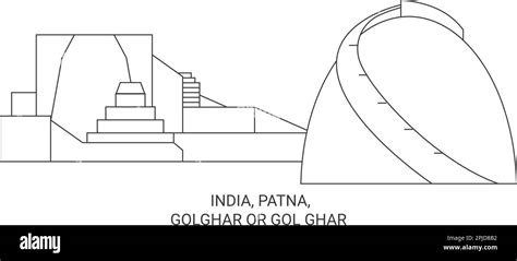 India, Patna, Golghar Or Gol Ghar travel landmark vector illustration ...