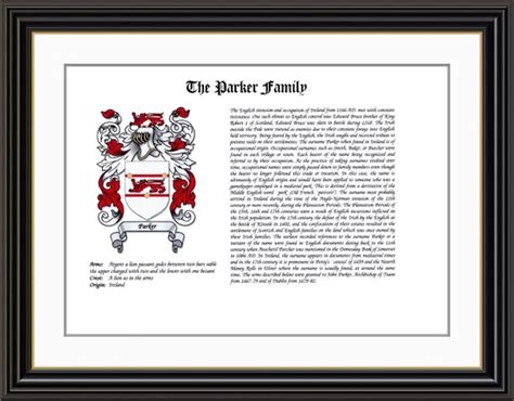 Parker Family Coat of Arms and Family History Print - Etsy