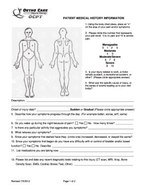 Fillable Online Patient Medical History Information Fax Email Print