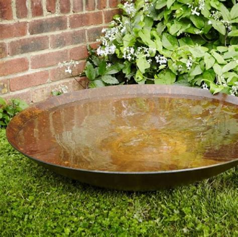 80cm Corten Steel Water Bowl Decorative Garden Fountainwaterfall