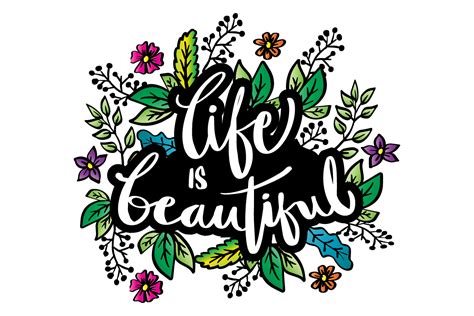 Life Is Beautiful Hand Lettering Graphic By Han Dhini · Creative Fabrica