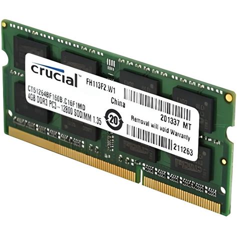 Barrette De Ram Crucial Ct102464bf160b 8 Go Ddr3l Sdram 1600