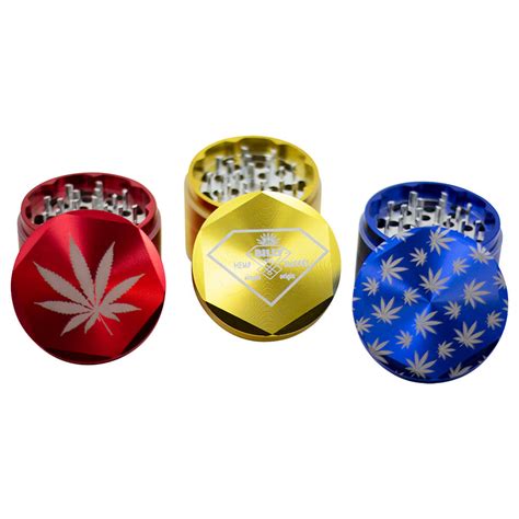 Branded Metal Weed Grinders 4 Piece Hex Grinders Blue