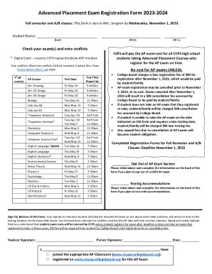 Fillable Online Advanced Placement AP Exam Registration News And