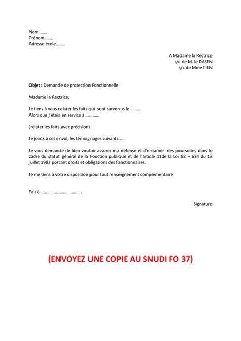 Lettre Type De Demande De Protection Fonctionnelle Doc Pdf Page Hot