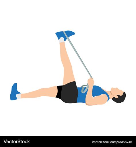 Man Doing Hamstring Stretch With Elastic Band Vector Image