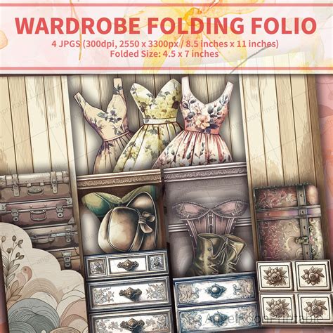 Junk Journal Folding Folio Booklet Wardrobe Closet Folio Digital