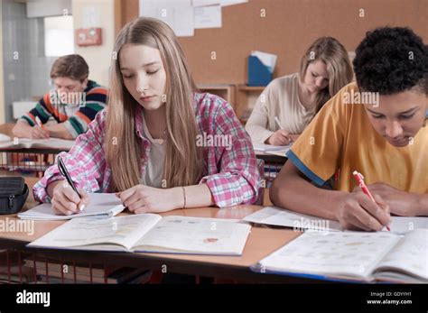 University Students Studying In Classroom Bavaria Germany Stock Photo