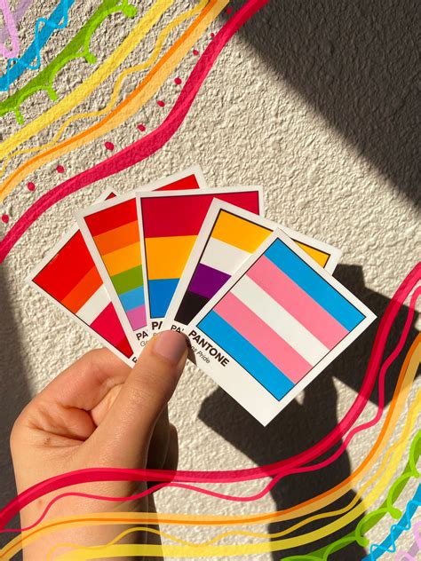 Pantone Pride Flag Stickers Pansexual Bisexual Lesbian Etsy