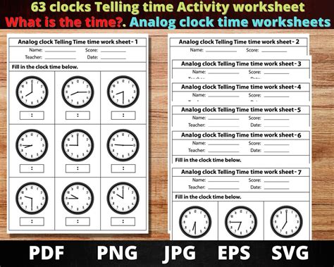 63 Telling Time Clocks Worksheet Elementary Clock Worksheet Etsy