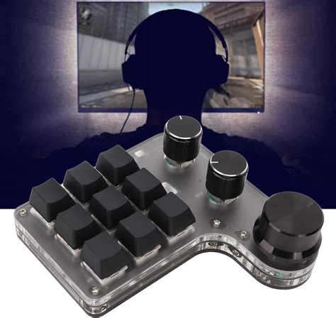 Mini Macro Mechanical Gaming Keyboard 9 Keys 3 Knobs One Handed USB PC ...