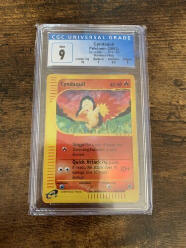 2002 Pokémon Expedition Cyndaquil Reverse Holo 104 165 CGC 9 Mint WOTC