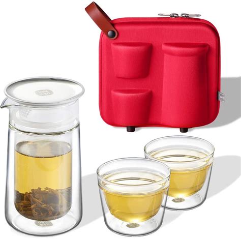 ZENS Travel Tea Set Glass Portable Teapot Infuser For Loose Tea 160ml