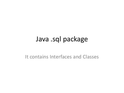 Javasql Package