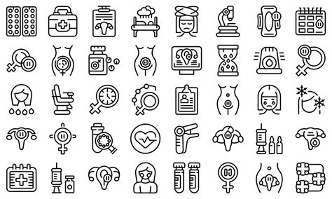 Menopause Icons Set Outline Vector Female Fertility 8823397 Vector Art