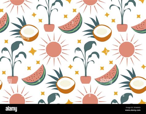 Hello summer boho abstract creative contemporary aesthetic pattern ...