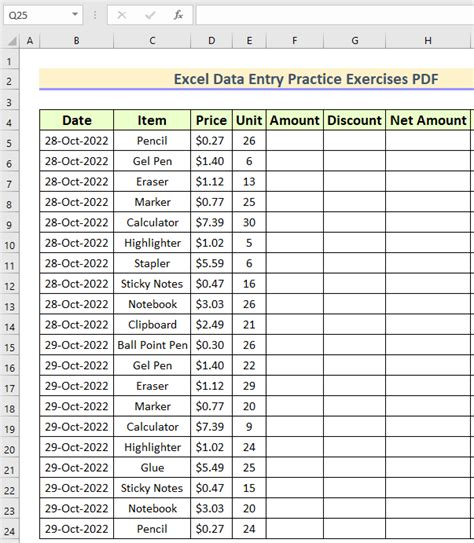 Excel Data Entry Practice Exercises PDF ExcelDemy