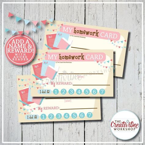 Homework Punch Card Punch Card Editable Name And Reward Etsy Australia