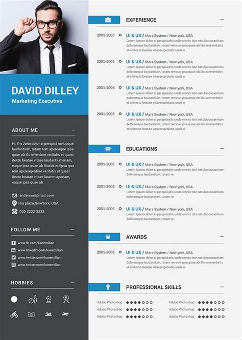 50 Free Resume CV Template In PSD Ai Word INDD Sketch XD For