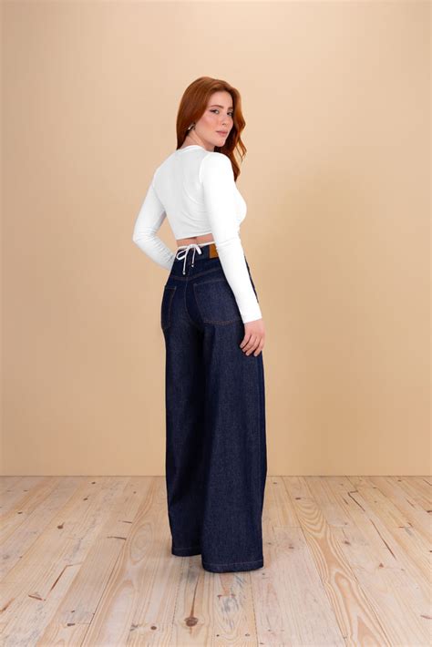 Calça Wide Leg Em Jeans Angel